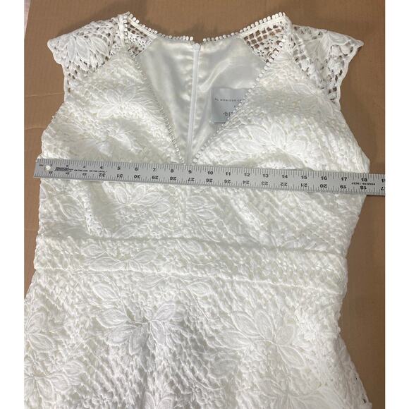 NWT BHLDN MONIQUE LHUILLIER DRESS 14 FLORAL WHITE LACE COCKTAIL BRIDAL WEDDING - Picture 14 of 16